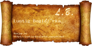 Lustig Boglárka névjegykártya